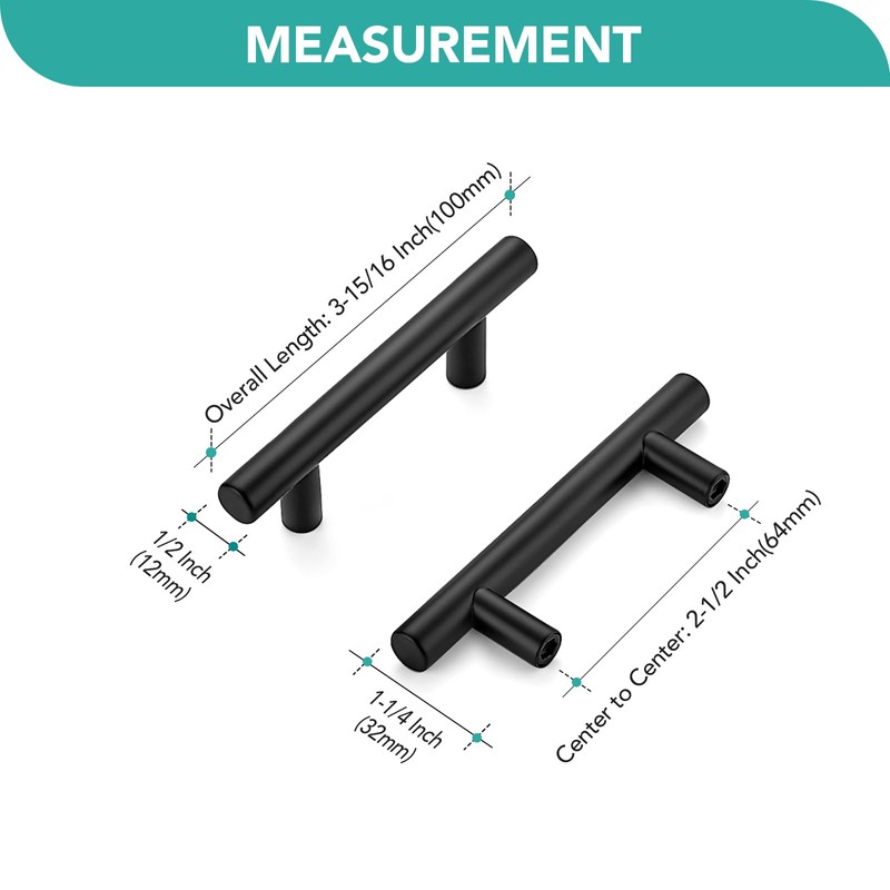 HOME EDIT 20 Pack 64mm Matte Black Kitchen Cabinet Hardware