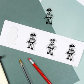 4 x Small 50mm 'Police Teddy' Transparent/Clear Sticker Decals for Windows/Cars/Walls (DC00134944)