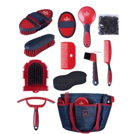 Furrishine 11PCS Horse Grooming Kit Curry Comb Sweat Scraper Horse Bathing Supplies Grooming Tools with Storage Bag Shadowberry