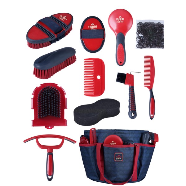 Furrishine 11PCS Horse Grooming Kit Curry Comb Sweat Scraper Horse