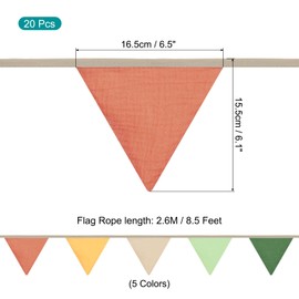 MECCANIXITY 8.5 Feet Garland Pennant Bunting Fabric Flags Hangings Banner Deep Candy for Christmas Bridal Shower Party Anniversary Wedding Festivals Decorations 10Pcs