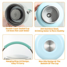 XUDREZ Mini Insulated Stainless Steel Water Bottle 260ml Small Vacuum Metal Thermos Flask Leakproof Bottle for Sports Juice Milk Tea Vacuum Hot Cold Water Coffee Bottle Blue