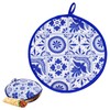 1 Pcs 12 Inch Tortilla Warmer Pouch,Blue Pattern Microwave Tortilla