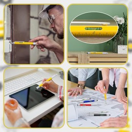 Kennmo 4 Pcs Multitool Pen Cool Gadget for Men, 6 in 1 Tool Pen Screwdriver Pen with Ballpoint, Ruler, Screwdriver, A Flat Head, Touch-Screen Pen, Levelgauge，Gift for Father's Day (4 Colors)
