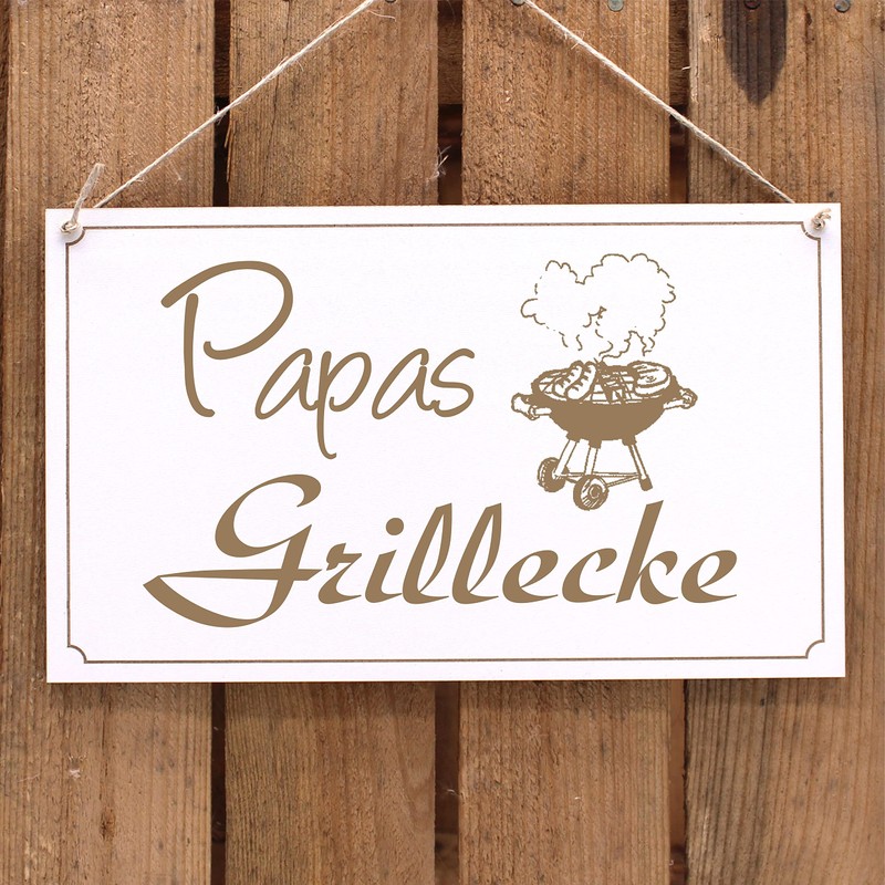 Grillplatz Sign Grill – Papas Grillecke – Wooden Sign Decorative