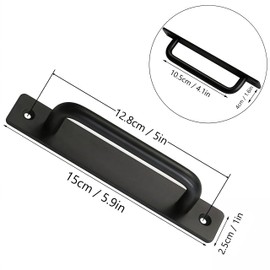 voxmude Door Handles 2 Pack Sliding Door Handle 5" Hole Center Door Pulls Hardware with Plate for Kitchen, Cabinet, Bathroom, Closet, Barn Doors