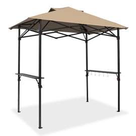COOS BAY 8x5 Pop up Grill Gazebo Portable BBQ Gazebo Canopy Tent with Carry Bag, Outdoor Barbeque Shelter, Beige