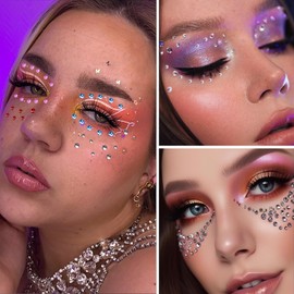 Dazzhues Self-Adhesive Rhinestones Stickers, 6 Colors 960 Pcs Face Gems, Rainbow Glitters Jewels Stickers, Eye Gems Stick on Rhinestone for DIY Crafts Hair Nail Body Makeup (3/4/5/6mm)