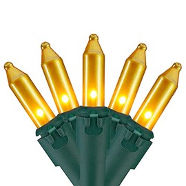 Opaque Mini Christmas Light Set - Gold - 24.5' Green Wire - 50ct