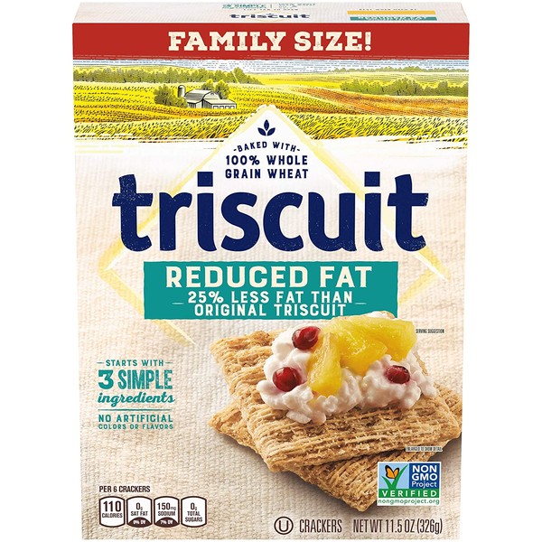 Triscuit Reduced Fat Whole Grain Wheat Crackers, 12 - 11.5 oz Family Size Boxes