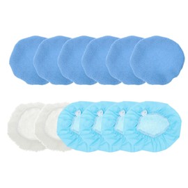 sourcing map 12pcs Car Polisher Bonnet Buffing Pad Micro-Fiber Non-Woven Fabric Lamb's Wool Polishing Buffing Pad Cover for 5"-6" Car Buffer Bonnets Polisher