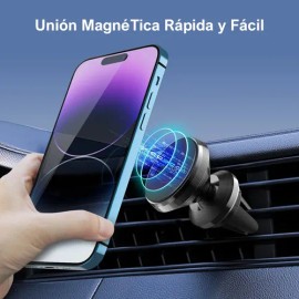 Soporte Magnético Universal para Auto Negro 1HORA,Compatible iPhoneSamsungMotorolaAndroid,Incluye Placa,Se Fija a Rejilla de Ventilación,Compacto...