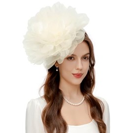 BABEYOND Fascinators Hats for Women - Tea Party Kentucky Fascinator Derby Hat Mesh Flower Fluffy Headband with Hair Clip