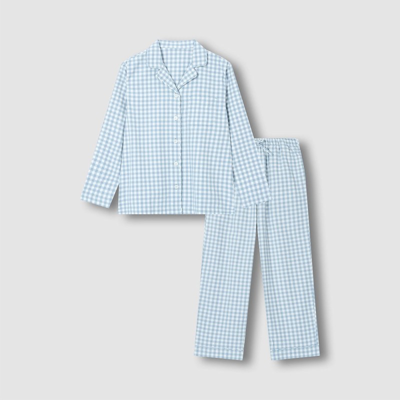 JAJU [JAJU/자주] 여 플란넬 파자마 세트_다크 블루 [JAJU] Women's Flannel