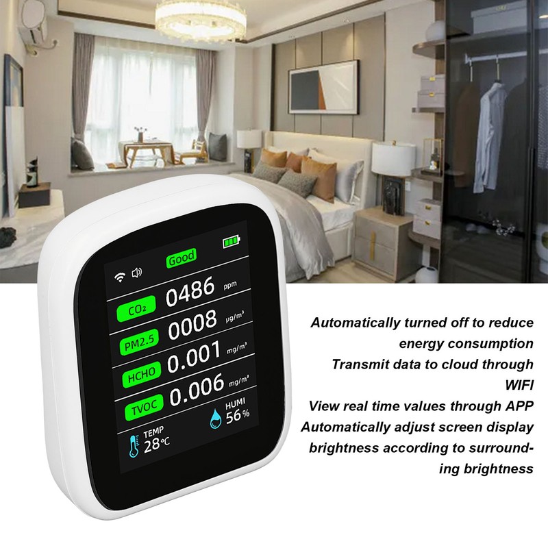Air Quality Monitor Portable WiFi Accurate PM2.5 CO2 TVOC HCHO
