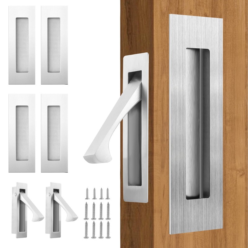bealy Pocket Door Handles and Edge Pull Matte, 2 Set