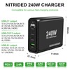 GEWUCHARGER Charger, 4-Port 240W Charger, USB-C X3 & USB-A, USB