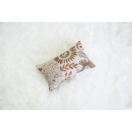 Mika Home Pack of 2 Decorative Oblong Rectangular Throw Pillow Cover Cushion Cases for Chair,Sunflower Pattern,12x20 Inches, Brown Cream