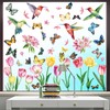 Spring Tulip Window Clings, 61 Pcs Butterfly Tulip Flower Hummingbird