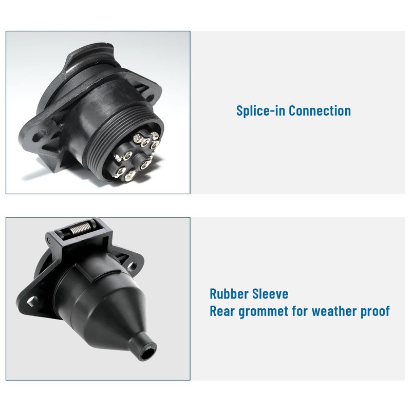 MECMO 7-Pin Round Vehicle-Side Female-End Socket Replacement SAE J560 Style,