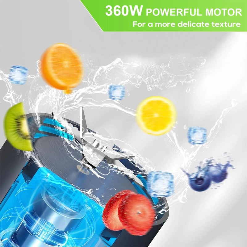 Portable Blender: 360W High-Power Motor, 6000mAh Long-Lasting Battery, 23oz Travel