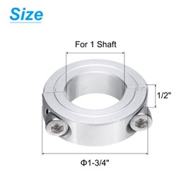 uxcell Double Split Clamp-On Shaft Collar for 1" Shaft, Two-Piece Clamping Collar, 1-3/4" OD, 1/2" Thickness, Aluminum Alloy Set Screw Split Collar Clamp