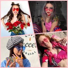 JASPIN Heart Sunglasses for Women Rimless Candy Transparent Heart Shaped Sunglasses Colorful Eyewear for Fashion Party Girls