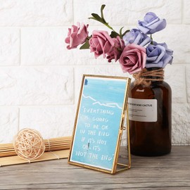 Soporte de Marco de Fotos de Escritorio de Metal Retro para Imágenes, Arte e Ilustraciones Vintage, Superficie de Vidrio Abierta, de Pie ((Realice un Pedido de 10,2 x 15,3 cm)