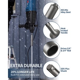 SDS Plus Ground Rod Driver for 5/8 Inch & 3/4 Inch Ground Rods, Firecore One-Piece T Post Driver Adapter Bits, Fits Bosch Dewalt Milwaukee Hilti and Other SDS-Plus Rotary Hammer Drill Tools