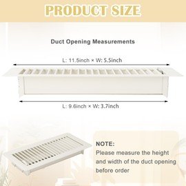 OSMOFUZE Floor Register, 4 x 10 inch Vent Covers for Home Floor, Adjustable Air Vent Covers Ceiling Vent Magnetic PVC Screen Cover Filter Vent Screen Traps Debris, White 4 Pcs