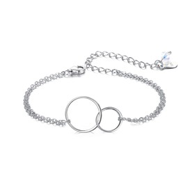 Ever Faith 925 Sterling Silver Double Circle Bracelet 2 Interlocking Infinity Link Bracelet Mother Daughter Bracelet Mothers Day Jewelry Gifts