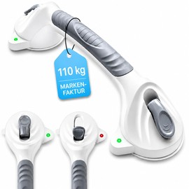 Shower Grab Rail No Drilling 38 cm – Non-Slip Suction Grab Bar – Bathroom Safety Handle for Shower & Bath – Bath Grab Handle for Seniors – Supports up to 110 kg