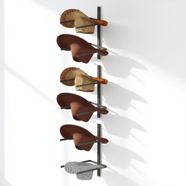 SSNEWOG Cowboy Hat Rack, 6 Pieces Metal Western Hat Organizer, Black Cowboy Hat Holder Wall Storage Hat Holder for Wall Decor, Western Room Decor, Keeps Original Shape of Hat