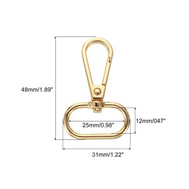 sourcing map 15Pcs Swivel Clasps, 0.98 Inch Oval Ring Lobster Clasp Claw Metal Push Gate Snap Hook for Purse Making Keychain Belt Strap, Gold