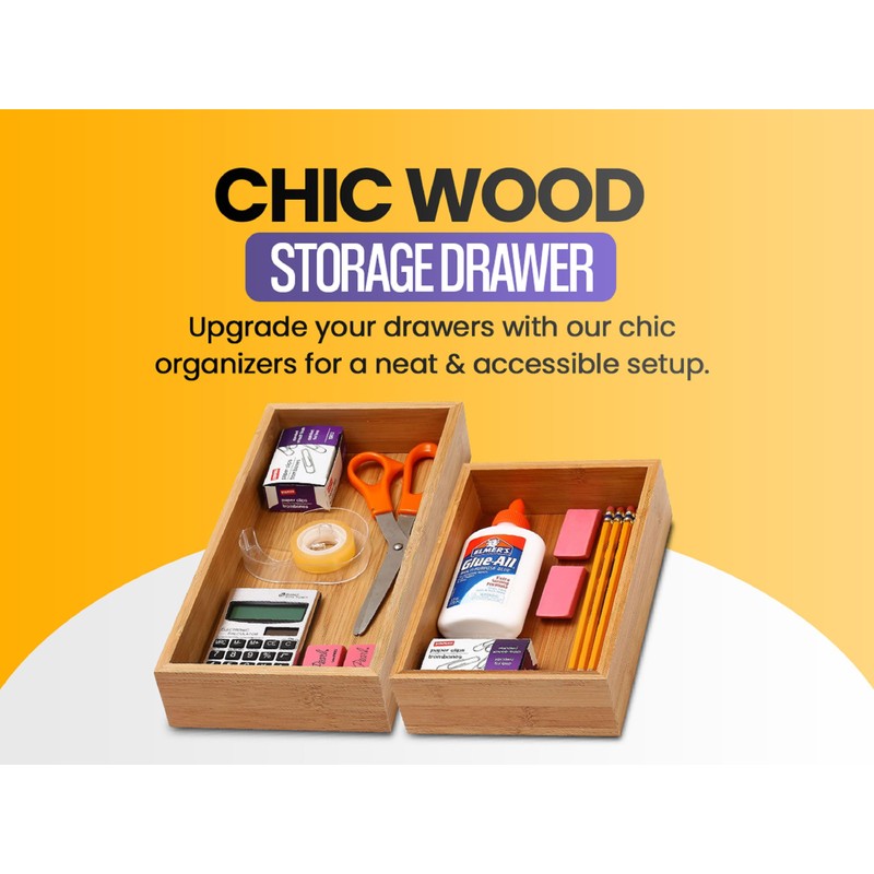 YBM Home 478 Drawer Organizer Storage, 6x15x2, Natural