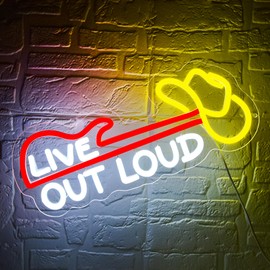 Live Out Loud Neon Sign for Wall Decor Life Neon light Dimmable LED Light Up Sign for Man Cave Gym Sport Facility Studio Office Birthday Gifts Art Size17.1 * 7.4In(WZCP066)