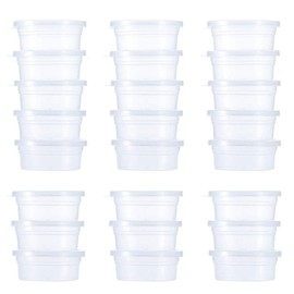 Slime Storage Containers 24 Pack, Leakproof Clear Plastic Foam Ball Storage Cups Storage Jars Containers With Lids Slime Pots Tubs