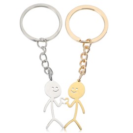 Ouligay 2 Pcs Funny Keychain for Women,Friendship Gifts for Couple Friends,Stickman Love Matching Keychains for Bestie,Fun Keyring,Long Distance Friendship Gifts for Brothers