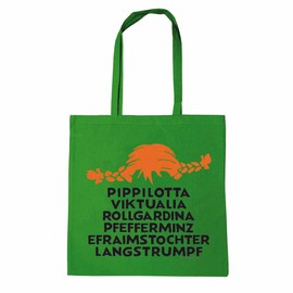 Logoshirt® Pippi Langstrumpf I Name I Baumwolltasche I gruen I Lizenziertes Originaldesign