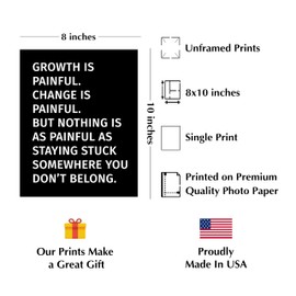 Nothing As Painful As Staying Stuck - Motivational Wall Art, This Modern Typographic Design Wall Print Is Ideal For Home Decor, Office Decor, or Gym Decor. Great Gift for Motivation, Unframed - 8x10