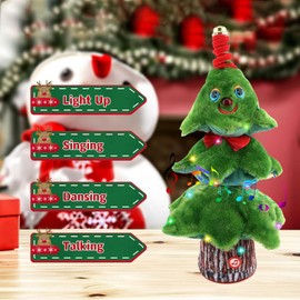 Nircho Singing Dancing Christmas Tree with Light Up, 14.5'' Record Learning to Talk Christmas Tree Plush, Wriggle Singing Xmas Musical Doll, Christmas Plush Doll Toy Gift for Kids