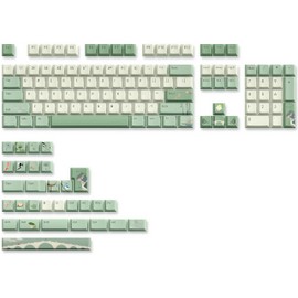 dagaladoo PBT Keycaps,Matcha Green keycaps 60% 65% 100%, Spring Tea Custom Keycap, Cherry Profile Keyboard Key caps for 60% 65% 75% 100% TKL US Layout Mechanical Keyboard（134keys