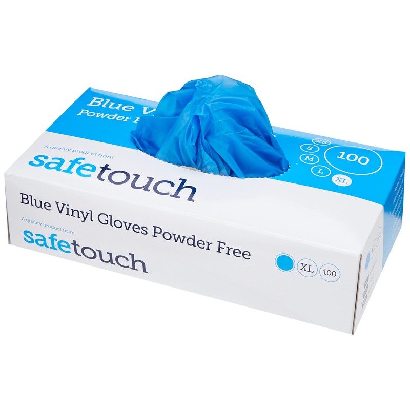 SafeTouch 11211-XL Powder Free Blue Vinyl Gloves - Box of