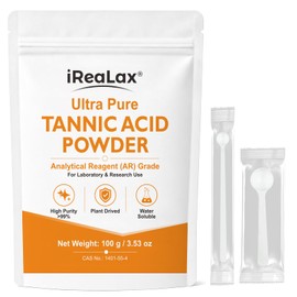 Ultra High Purity (>99%) Tannic Acid Powder, Analytical Reagent (AR) Grade Tannic Acid 100 g (3.53 oz), for Laboratory & Analytical Use, Includes 2 Measuring Spoons