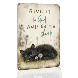 Hesanqian Vintage Metal Tin Sign "Give It To God" - Rustic Farmhouse Wall Decor - Inspirational Bedroom Art Above Bed - Christian Relaxation Quote - Retro Hanging Sign 8x12 Inch