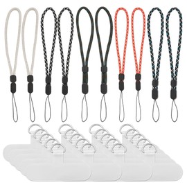 Phone Wrist Strap, 10 Pack Wrist Lanyard for Phone, Adjustable Camera Wristlet Strap with 20 Pack D-Buckle T-Clip Pieces for Camera, Flashlight, Keychain, ID Name Tag Badge