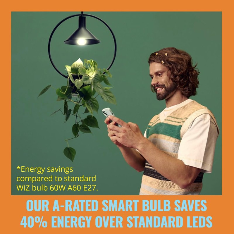 WiZ Ultra Efficient Smart LED Lamp, E27, Energy Efficiency Class