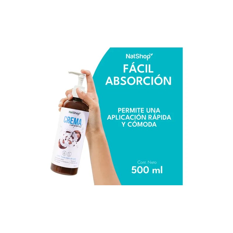Crema Corporal De Coco Natural 500ml Hidratante Natshop
