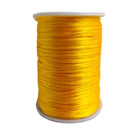 Paybous Hilo trenzado de nailon satinado de 2,5 mm x 110 yardas para nudos chinos, pulseras de macramé, collares, fabricación de joyas (amarillo dorado)