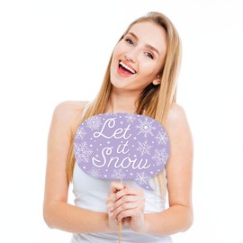 Big Dot of Happiness Funny Pink Snowflakes 1st Birthday - Girl Winter ONEderland Party Photo Booth Props Kit - 10 Piece